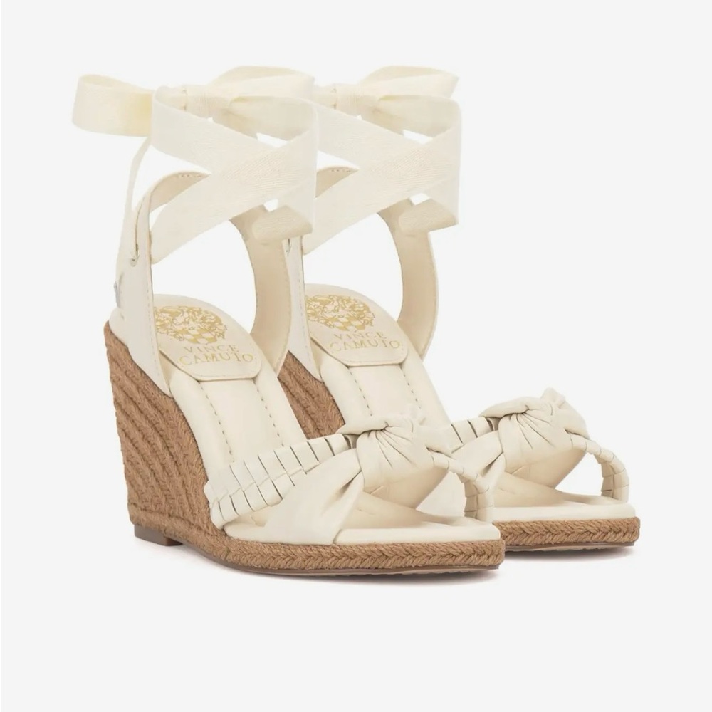Vince Camuto Cream Wedge Sandals